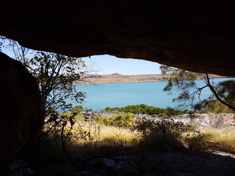 View out from under one rock ledge/cave
