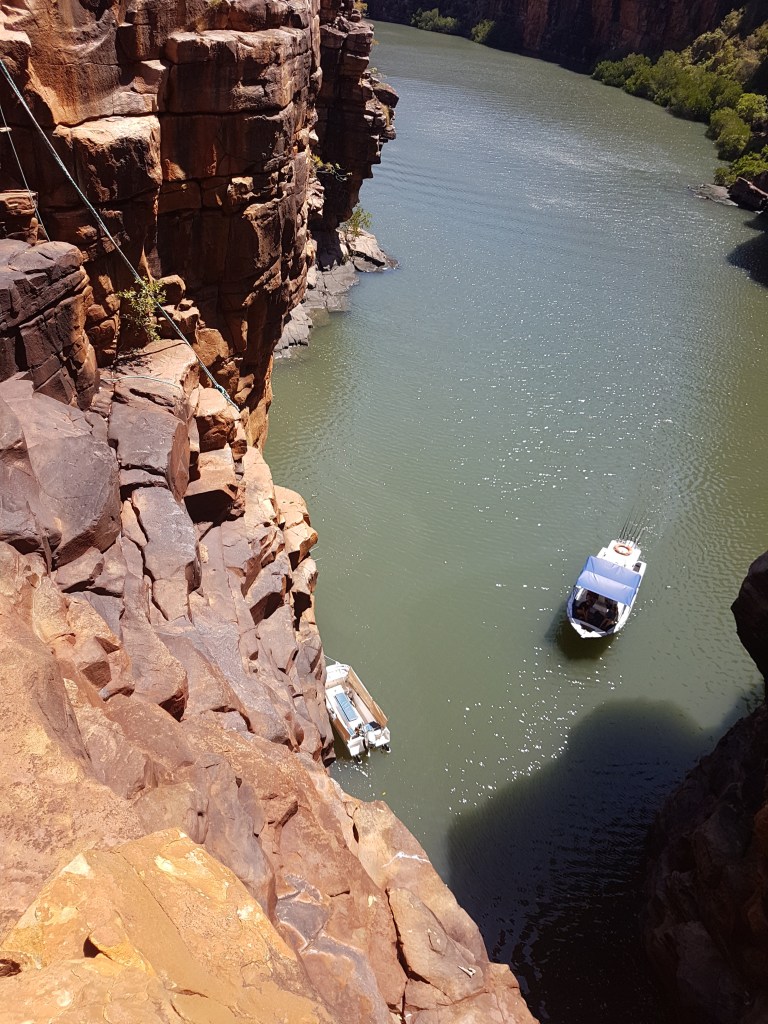 Looking down from the top. Apparently a 4m croc lives at the bottom of this fall.